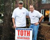 Steve Toth (right) with spokesman Lt. Col. Rob Harmon
