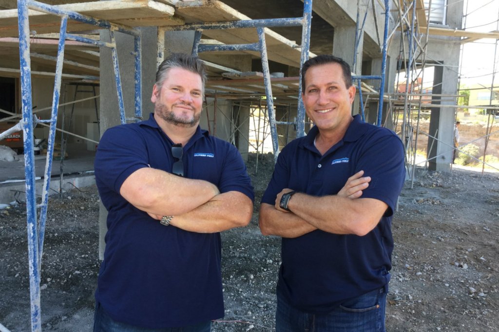 Jim Bellamy (left) and Mike Baldasare star in 'Pool Kings' on the DIY Network. The premier episode airs Monday, May 30 at 9 p.m. EST. (Times are subject to change. Check local listings.)
