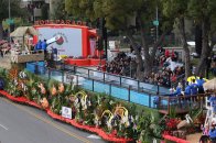 A team of four-legged surfers showed their skills at this year's Rose Parade.
