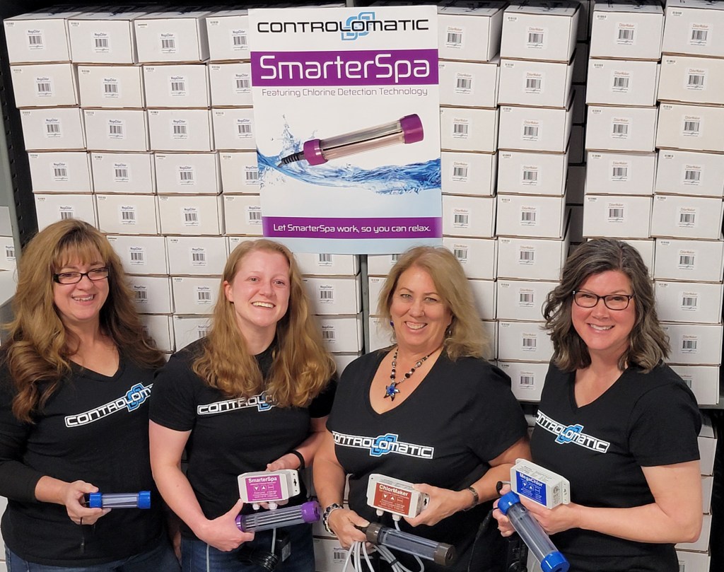 ControlOMatic key staffers, left to right: Senior Accounts Manager Karen Cooke, Senior Software Manager Elyssa Kohnke, Operations Manager Terri Van Wagner, and General Manager Melinda Kohnke.