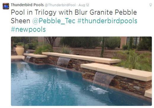 Great pool design isn't all about sharks, though. Sometimes it's about the extra details, like the waterfeature on this project by 
@ThunderbirdPool...