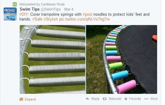 Lately, social media outlets have been abuzz with #lifehacks, but this one shared by 
@SwimTips&nbsp;hits home for us. How else would you protect the toes from getting pinched on a trampoline? What a great selling point to liquidate an overstock of pool noodles! #PSNSocialService