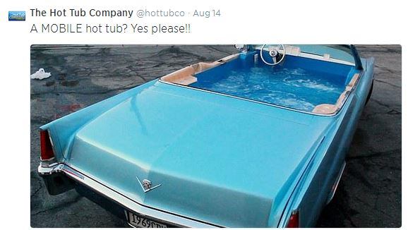 We think this car-hot tub combo tweeted by 
@hottubco would have piqued Elvis' fancy and gotten him all shook up.