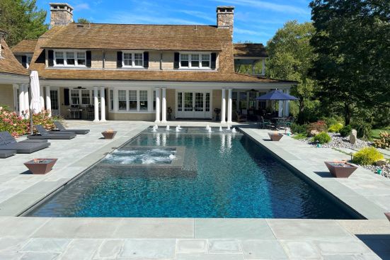 Gold, Pool/Spa Combination, Concrete: Coral Sea Pools, Briarcliff Manor, N.Y.