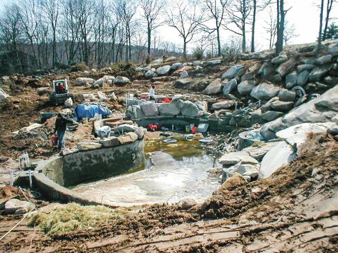 “The backyard is a bit of a funnel,” says Giannamore, “so we do struggle a bit with overfilling quickly. But this is one of the more understanding homeowners you could ever meet, and they love their pool, so it’s not a problem.” Given the runoff, some seasons the pool requires draining and pressure washing.