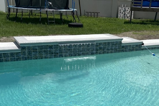 Another feature: a waterfall decorated with mosaic tiles