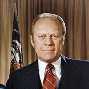 President Gerald Ford commissions the first swimming pool for the White House.